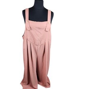 Shein Curve+ Womens Jumpsuit‎ Pink Sleeveless Button Pockets Plus Size 6X